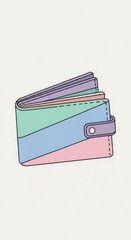 Pastel colored bi-fold accessory shown partially open against a light background