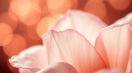 Delicate Pink Flower Petals  Warm Bokeh Lights  Soft Floral Glow Natures Beauty Romantic Background background