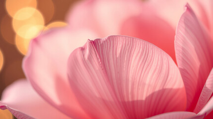 Delicate Pink Flower Petals Macro Background with Soft Bokeh Lights  Natures Floral Serenity background