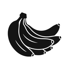 Vector banana branch in a clean black and white linear style with curved fruit and a simple tropical outline. Banana branch, tropical fruit, banana line, fruit outline, organic vector