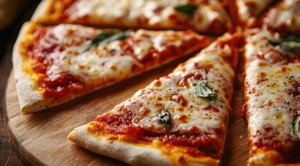 Pizza slices on a wooden board (1)