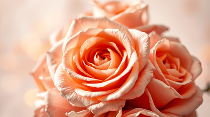 Soft Peach Rose Bouquet with Bokeh Background background