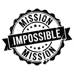 Obraz premium Mission impossible stamp emblem with stars and ribbon