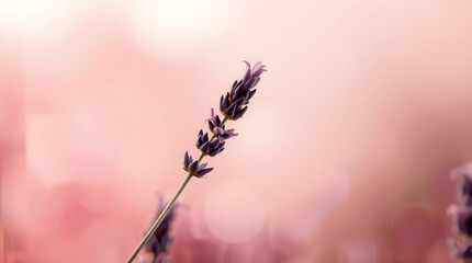 Lavender Bloom Closeup Gentle Purple Flowers Against a Soft Pink Bokeh Tranquil Floral Scene Capturing Natures Delicate Beauty background