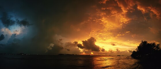 Sunset magic on the shore under a surreal sky