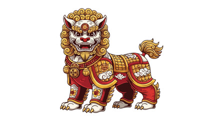 Lunar Guardian Lion Prosperity Mascot Vector