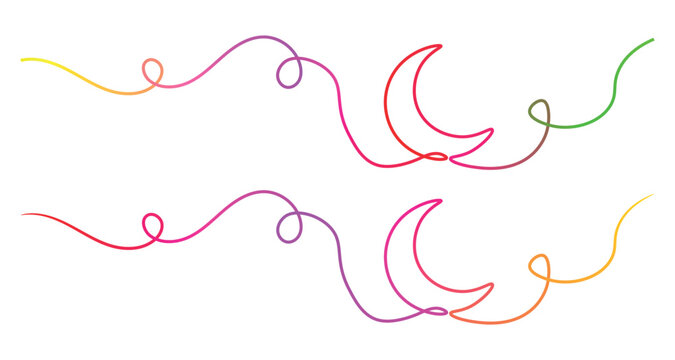 Abstract colorful lines forming moon shape with a white background modern design concept