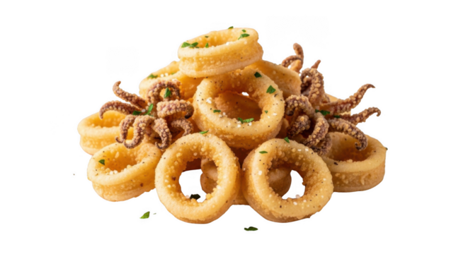 Delicious Fried Calamari Rings PNG - Crispy Seafood Snack
