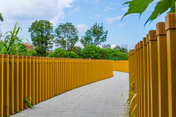 The grey brick paths in the park
