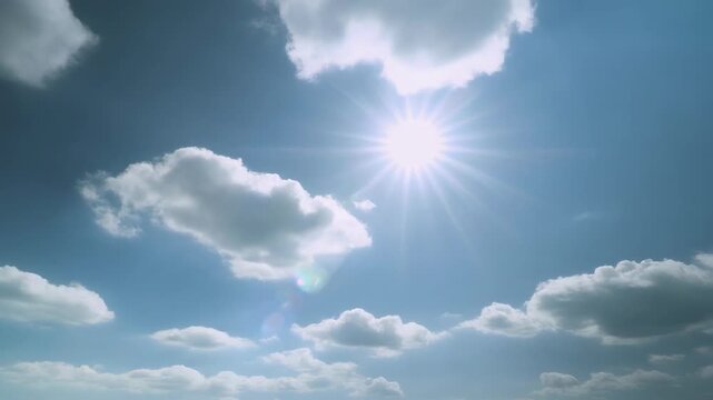 Bright sunshine with clouds in blue sky, airy atmosphere, daytime sunshine with some clouds, nature background and scenic views