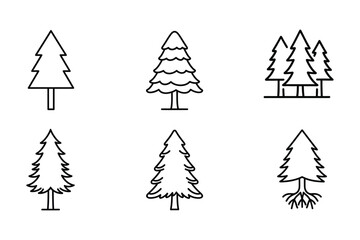 Fototapeta premium Pine line art icon vector illustration