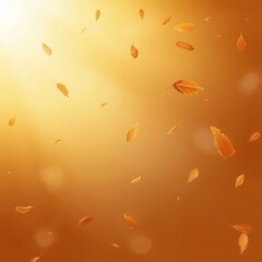 Enchanting autumn scene with gracefully falling leaves and a radiant golden glow from the sun