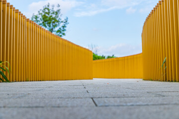 The grey brick paths in the park