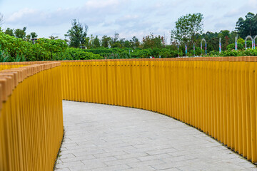The grey brick paths in the park