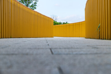 The grey brick paths in the park