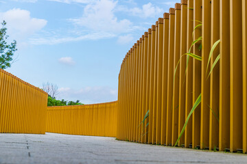 The grey brick paths in the park