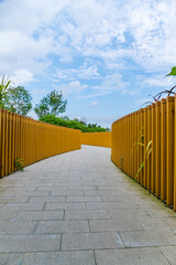 The grey brick paths in the park