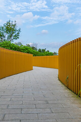 The grey brick paths in the park