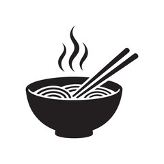 Bowl of hot ramen with eating sticks
