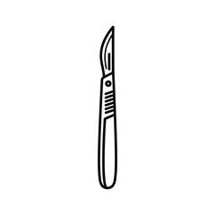 Illustration of a surgical scalpel isolated on, a symbol of precision and medical intervention