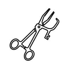 Illustration of bone clamp isolated on for orthopedic surgical procedures