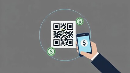 Mobile phone scanning qr code for contactless digital payment financial technology concept - Powered by Adobe