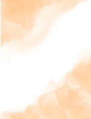 Soft peach hues abstract watercolor wash texture with diagonal white space isolated on transparent background