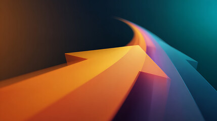 Colorful 3D arrows showing growth and progress in a dynamic abstract background