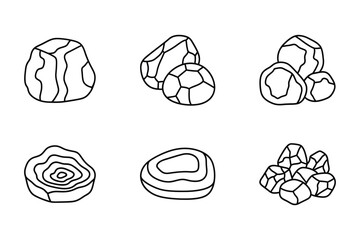 Stone line art vector illustration