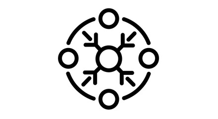 Obraz premium Minimalist Vector Icon Centralized System with Four Connected Nodes.