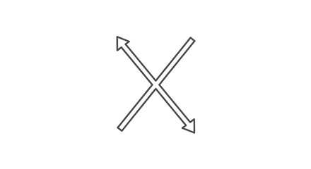 Minimalist XShape Icon Intersecting Bidirectional Arrows Outline.