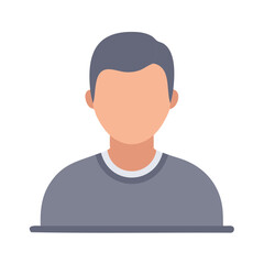 Stylized Male Avatar Icon with Gray Hair and Shirt