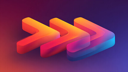 Colorful 3D arrows showing growth and progress in a dynamic abstract background