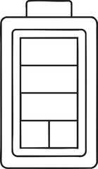 Low battery icon outline illustration, minimalist drained power energy symbol for digital and device design