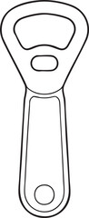 Classic bottle opener line art illustration, kitchen utensil design for drinks and home bar accessories
