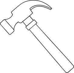 Claw hammer hand tool outline line art illustration for carpentry, construction, and home improvement design