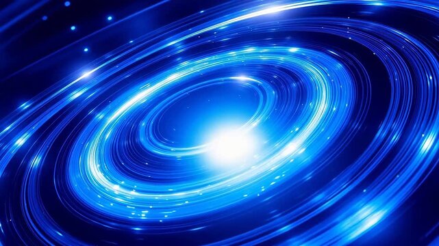 Blue spiral light pattern in space