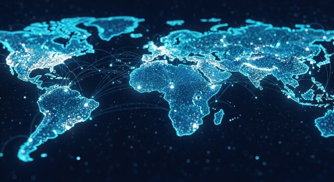 urban map visualization, illuminated geographic chart displaying urban density and connectivity patterns