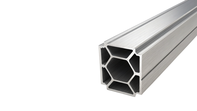 Single Hexagonal Aluminum Piece Isolated on Transparent Background