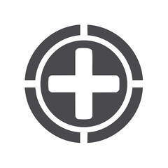 Obraz premium Medical or Healthcare Symbol Cross Inside Circle Gray Illustration