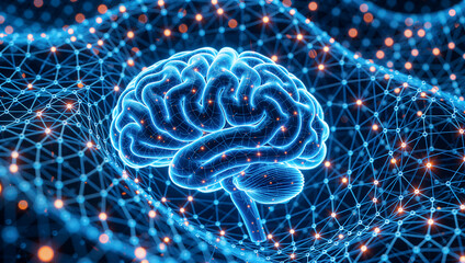 Artificial intelligence brain with neural network connection, representing future technology and innovation