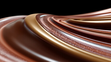 Abstract flowing golden and bronze ribbons intertwined smoothly on a black background creating a luxurious and elegant design