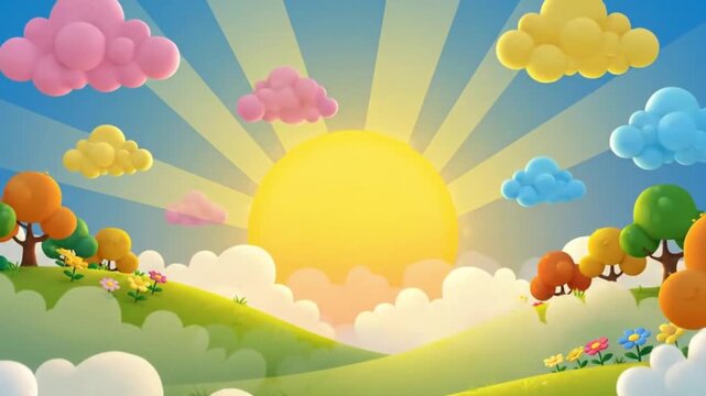 spring landscape with easter eggs