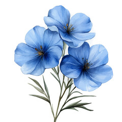 Naklejka premium watercolor of Flax Flower, vector, isolated on a white background.