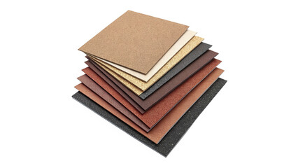 Assortment of Sandpaper Sheets Isolated on Transparent Background