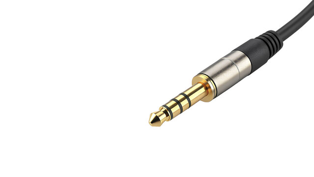 Single TRRS Audio Jack Connector Isolated on Transparent Background