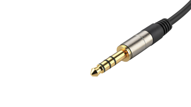 Single TRRS Audio Jack Connector Isolated on Transparent Background