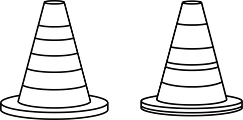 Simple black and white illustration of two traffic cones side by side
