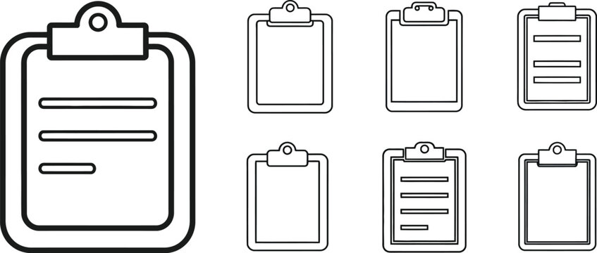 collection of outline clipboard icons with lined paper variations - Powered by Adobe