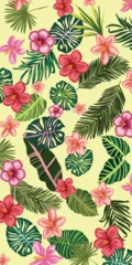 Fotobehang Tropische Bladeren vector seamless pattern with tropical leaves, floral background  © Angelika Skk